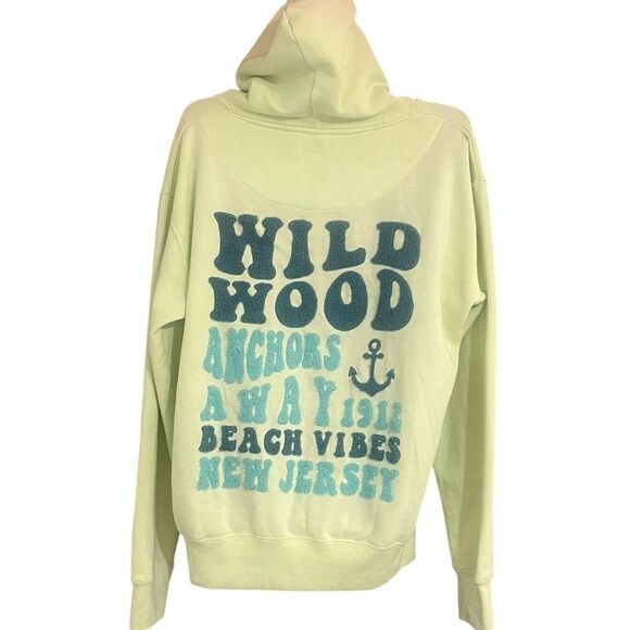 Ragwear Jersey Shore Wild Wood Nautical Fuzzy 3D Embroidery Hooded Pull On Sweat - Picture 3 of 6